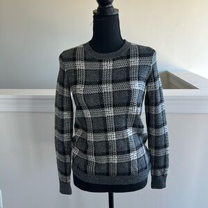 Theory black and white plaid sweater